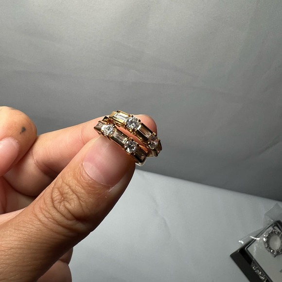 Vintage Sterling Silver Rhinestone Huggie Earrings - Picture 6 of 8